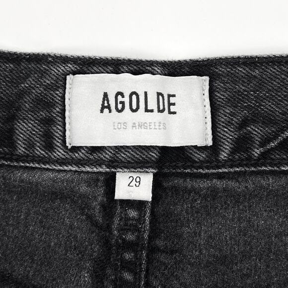 AGOLDE Parker High Rise Cutoff Denim Shorts Crash Faded Black Wash Size 29 - Picture 3 of 5